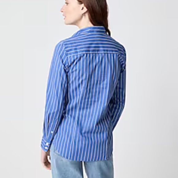 J.Crew Factory Blue/White Stripe Cotton Poplin Signature-Fit Button-Up Shirt M - Picture 7 of 7